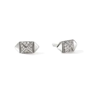 Icon Stud Earrings, Sterling Silver, Diamonds, 5MM