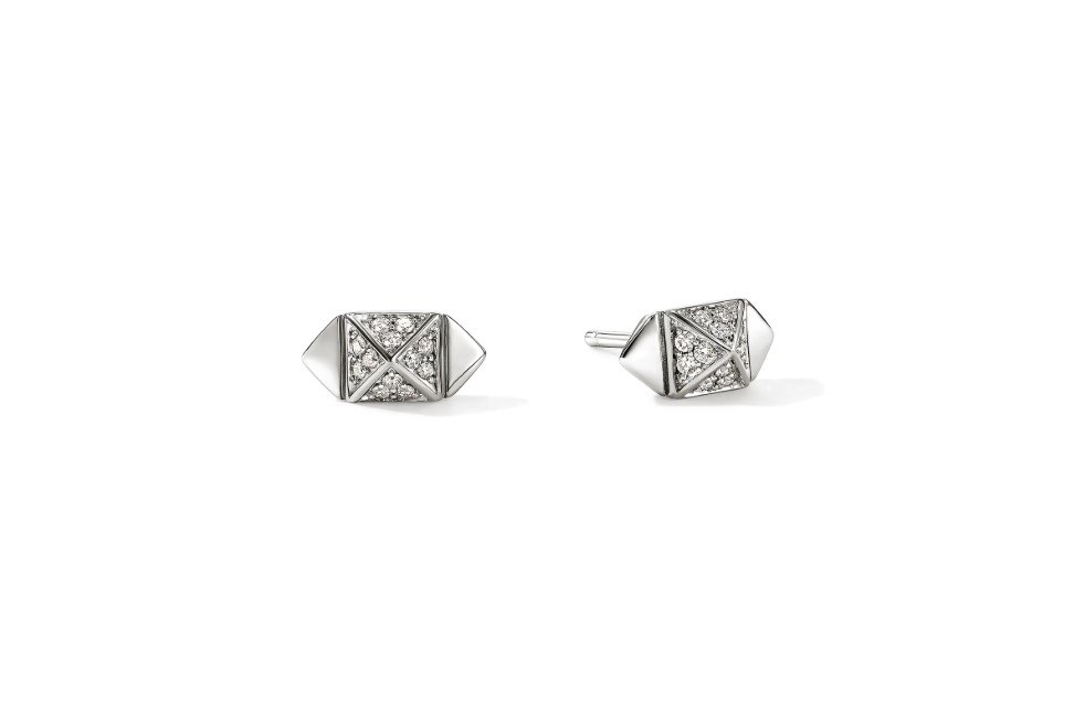 Icon Stud Earrings, Sterling Silver, Diamonds, 5MM