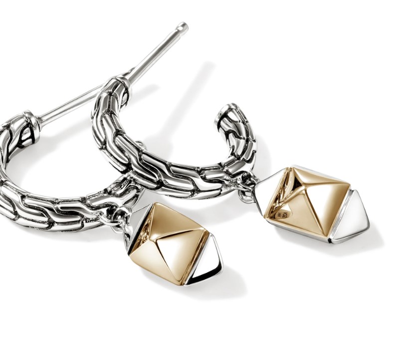 Icon Stud Earrings, Gold, Sterling Silver, 5MM - Image 2