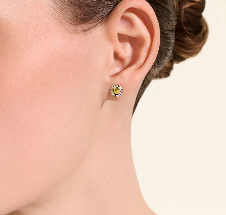 JH Essential Stud Earring, Gold, Sterling Silver, 7MM - Image 2