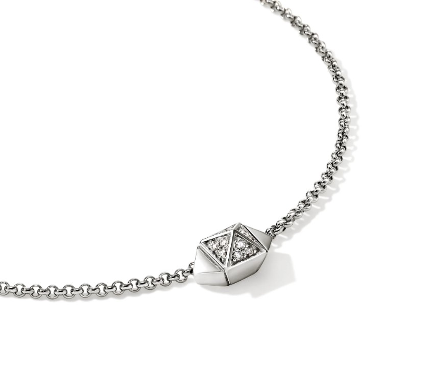 Icon Stud Necklace, Sterling Silver, Diamonds, 1.5MM - Image 2