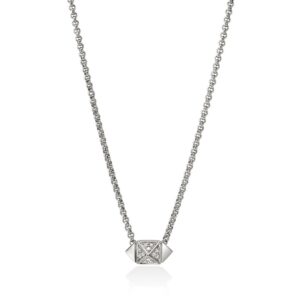 Icon Stud Necklace, Sterling Silver, Diamonds, 1.5MM