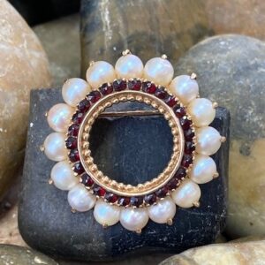 116-14880 PEARL & GARNET BROOCH