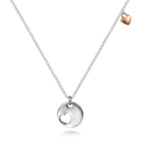 Preorder – 925 Sterling Silver and Rose Sterling Silver Plated Heart Pendant Necklace