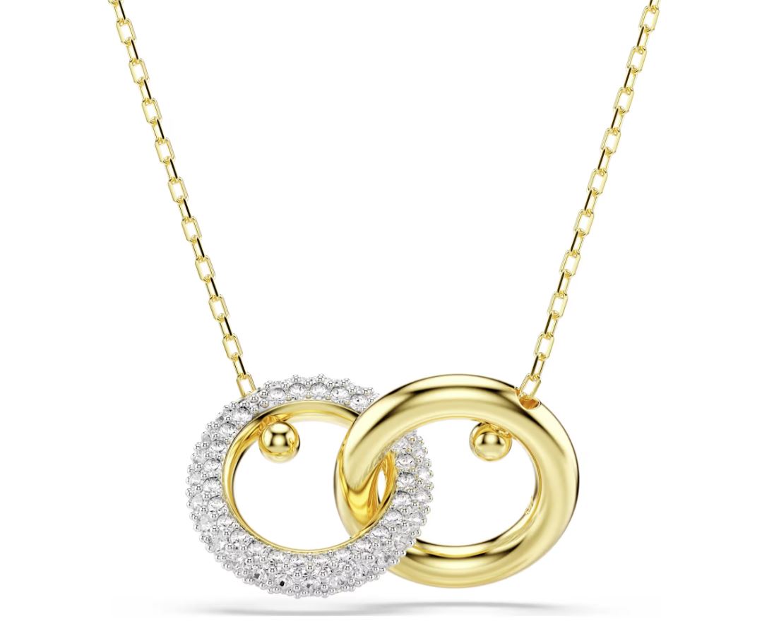 Dextera pendant Interlocking loop, White, 18k gold finish