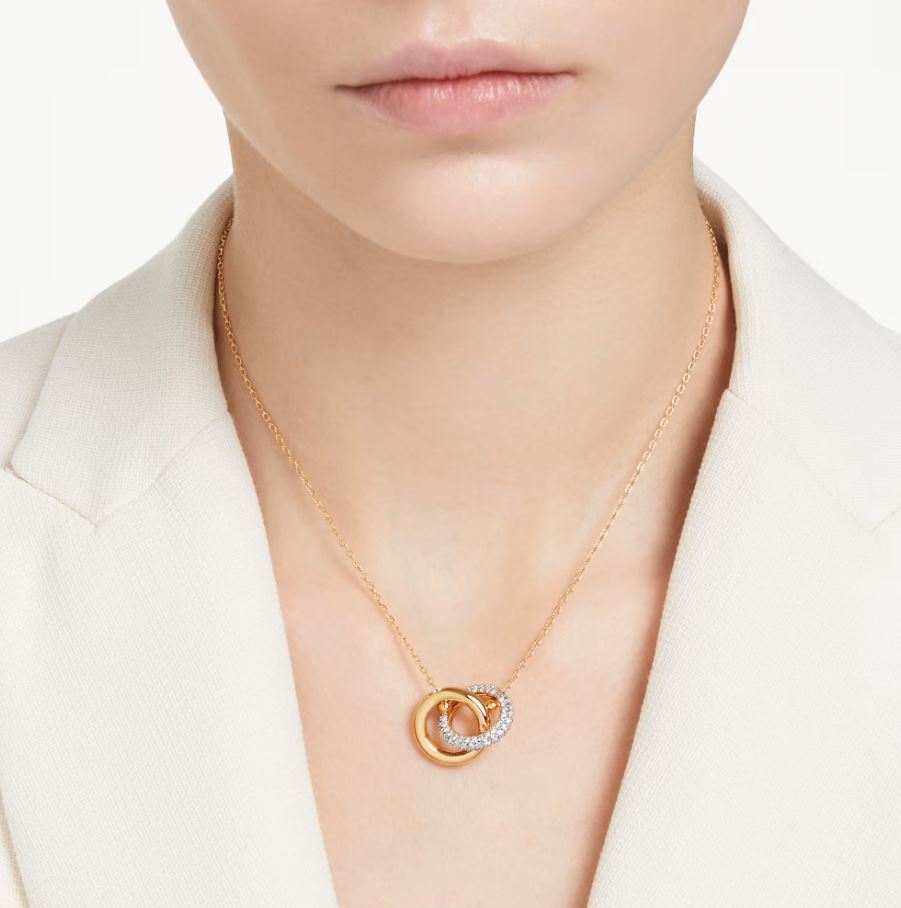 Dextera pendant Interlocking loop, White, 18k gold finish - Image 2