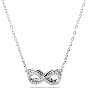 Hyperbola pendant Pavé, Infinity, White, Rhodium plated