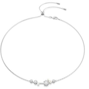Constella necklace Crystal pearl, Round cuts, White, Rhodium plated