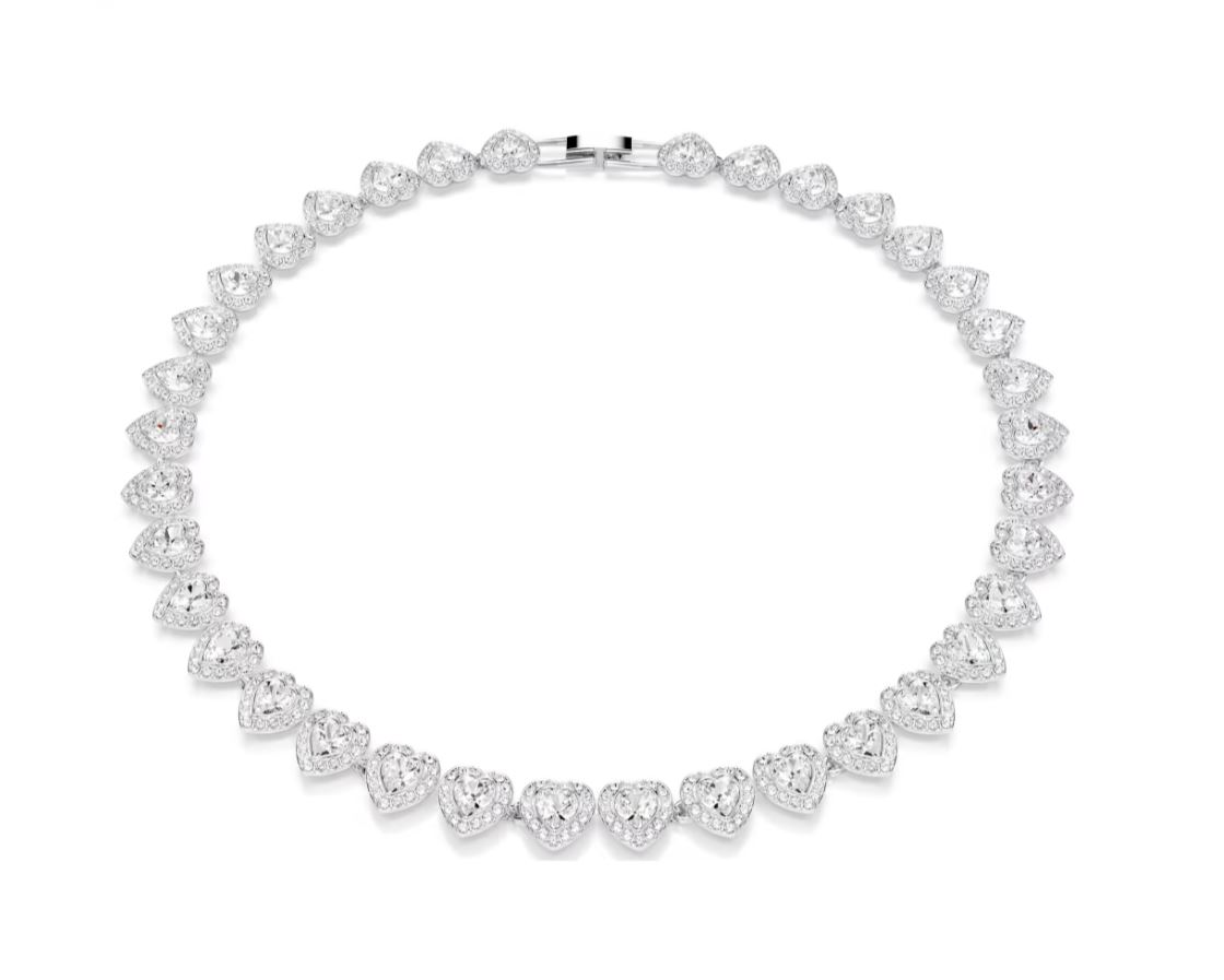 Ariana Grande x Swarovski necklace Mixed cuts, Heart, White, Rhodium plated