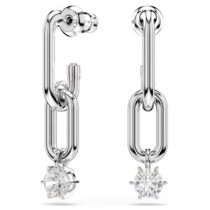 Constella drop earrings Round cut, White, Rhodium plated