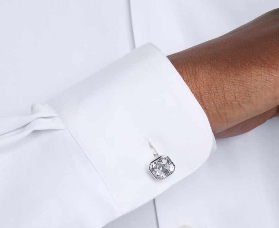 Millenia cufflinks Octagon cut, White, Rhodium plated - Image 2