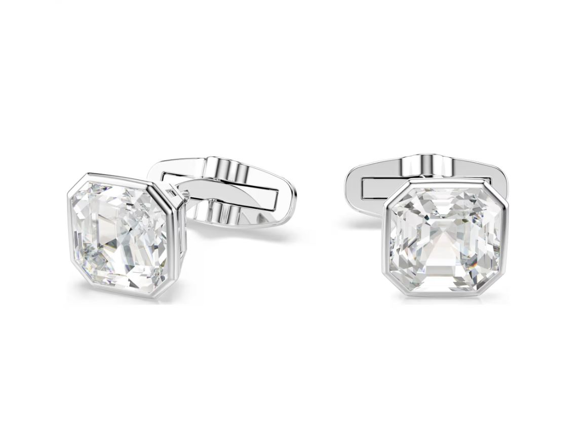 Millenia cufflinks Octagon cut, White, Rhodium plated