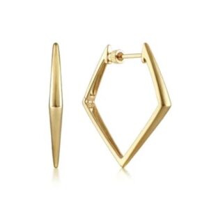 14K Yellow Gold 30mm Triangular Classic Hoop Earrings