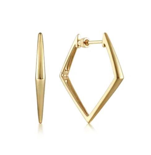 Preorder- 14K Yellow Gold 30mm Triangular Classic Hoop Earrings