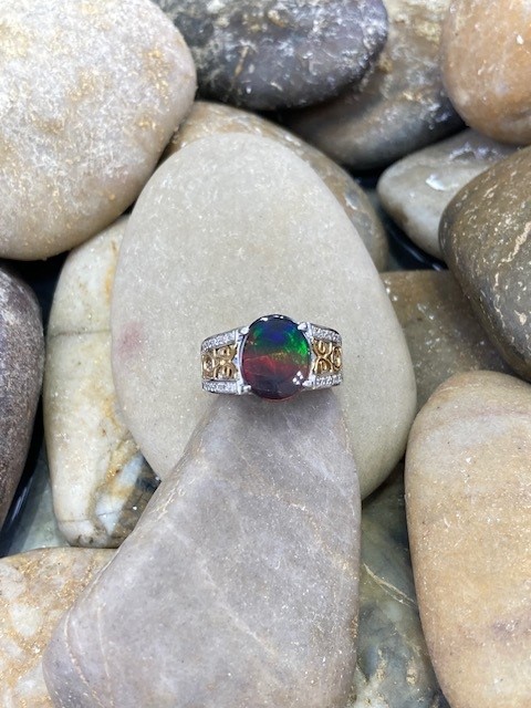 115-17724 AMMOLITE & DIAMOND RING - Image 2