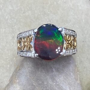 115-17724 AMMOLITE & DIAMOND RING