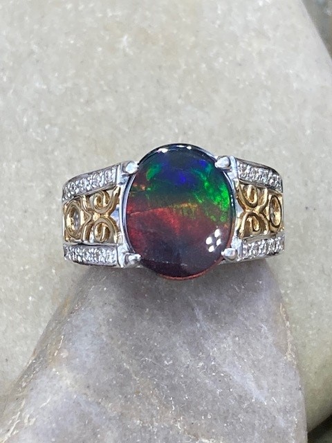 115-17724 AMMOLITE & DIAMOND RING