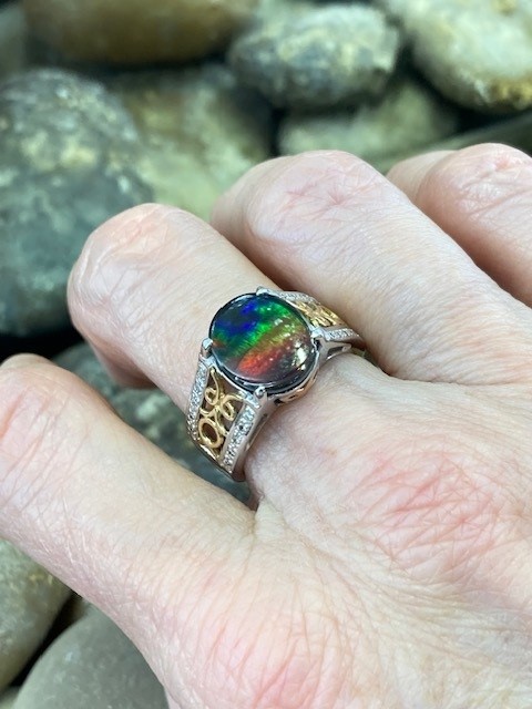 115-17724 AMMOLITE & DIAMOND RING - Image 4