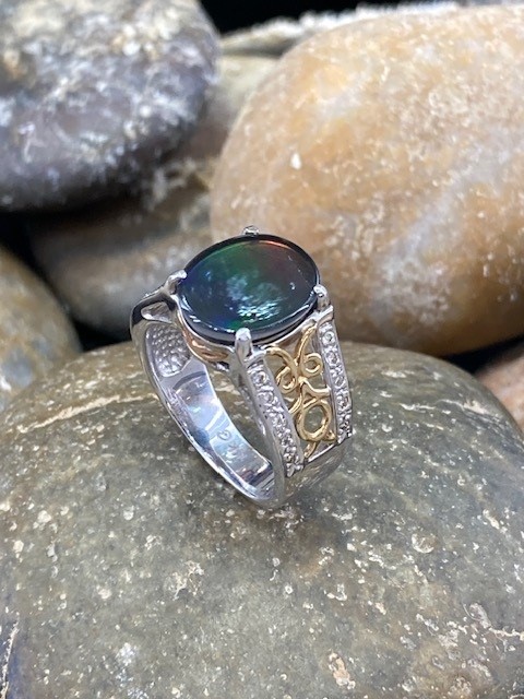 115-17724 AMMOLITE & DIAMOND RING - Image 5