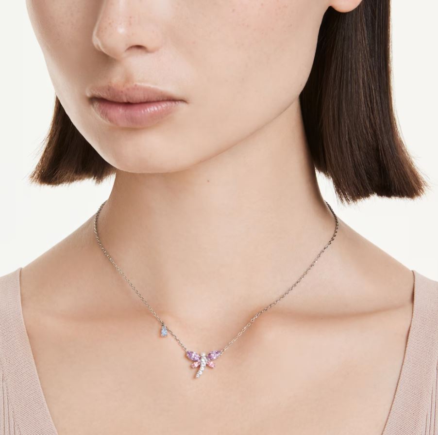 Ariana Grande x Swarovski pendant Mixed cuts, Dragonfly, Multicoloured, Rhodium plated - Image 2