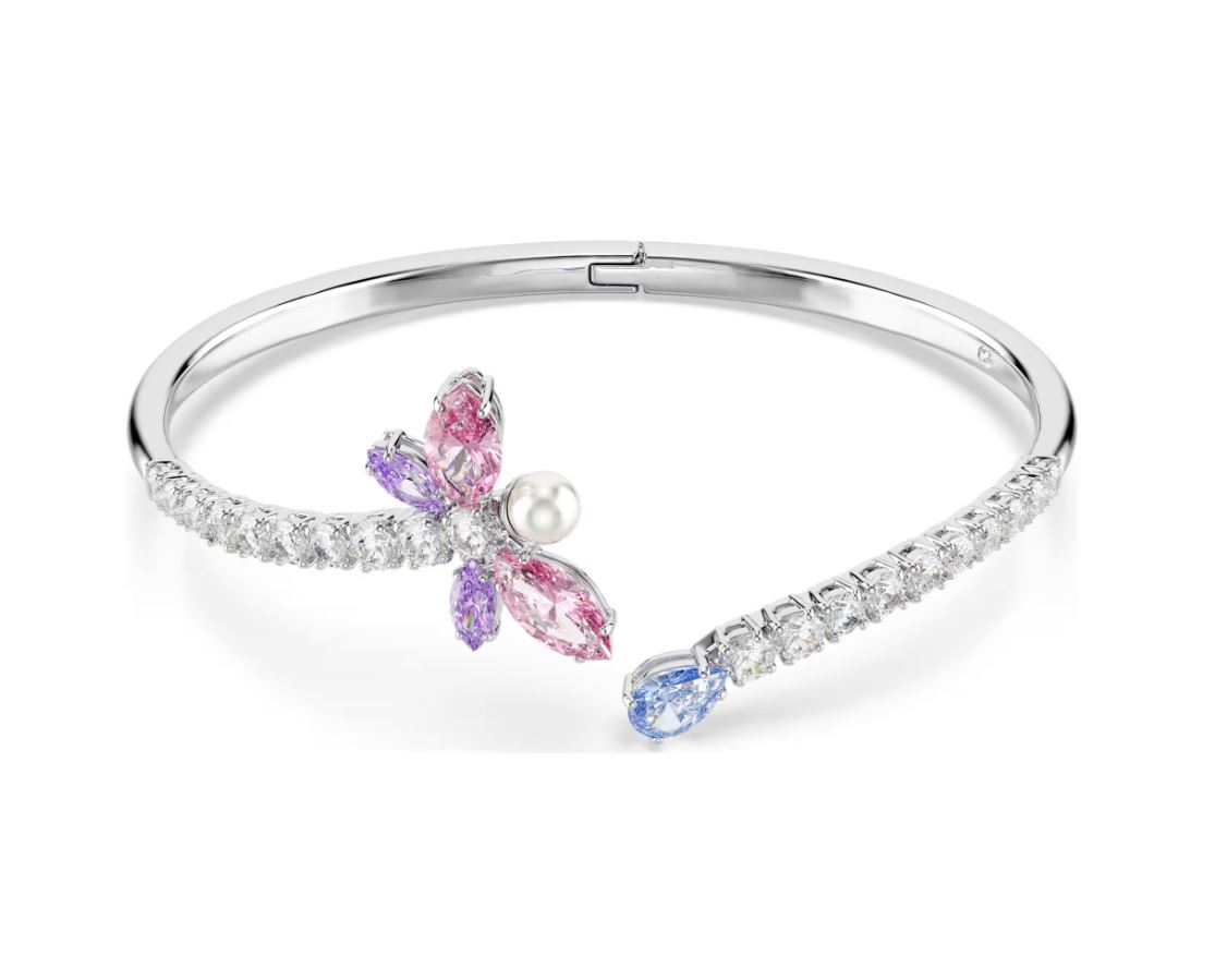 Ariana Grande x Swarovski bangle Mixed cuts, Dragonfly, Multicoloured, Rhodium plated (M)