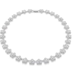 Ariana Grande x Swarovski necklace Round cut, Flower, White, Rhodium plated