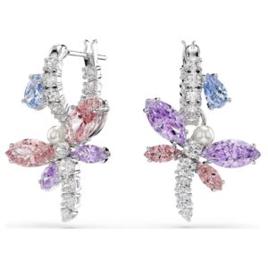 Ariana Grande x Swarovski drop earrings Mixed cuts, Dragonfly, Multicoloured, Rhodium plated
