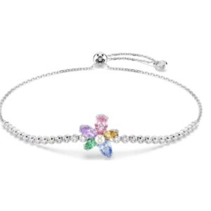 Ariana Grande x Swarovski bracelet Mixed cuts, Flower, Multicoloured, Rhodium plated (M)
