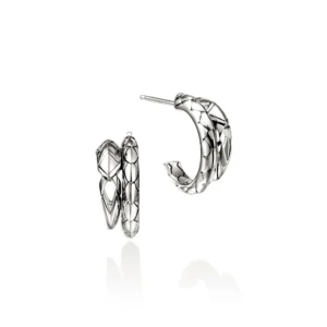 Naga Hoop Earrings, Sterling Silver