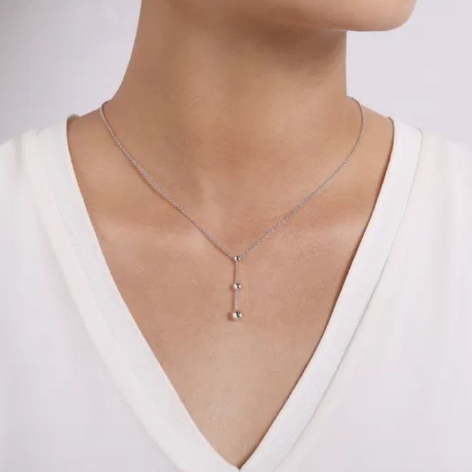 Preorder – 925 Sterling Silver Beaded Y Knots Necklace - Image 2