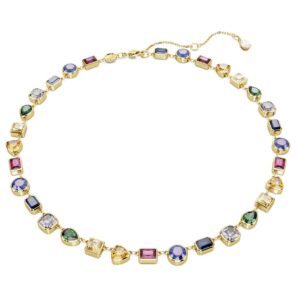 Imber necklace Mixed cuts, Multicoloured, 18K gold finish
