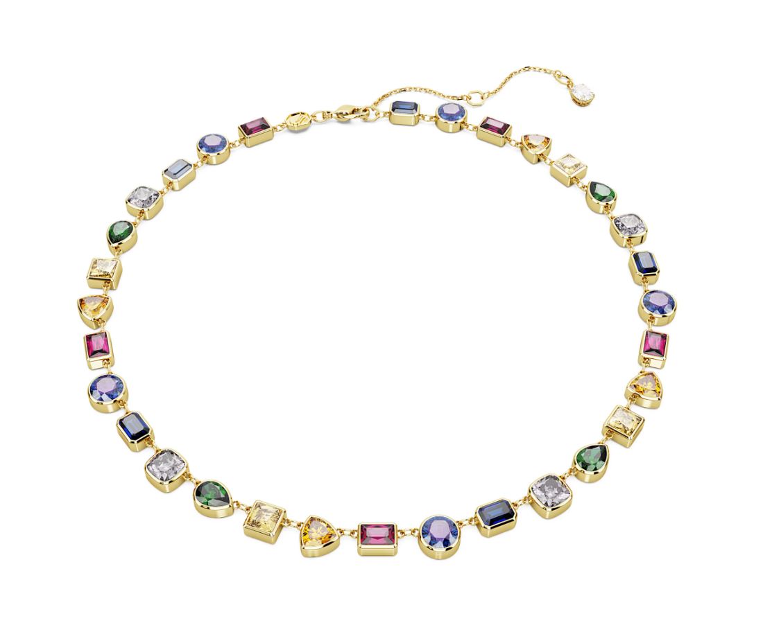 Imber necklace Mixed cuts, Multicoloured, 18K gold finish