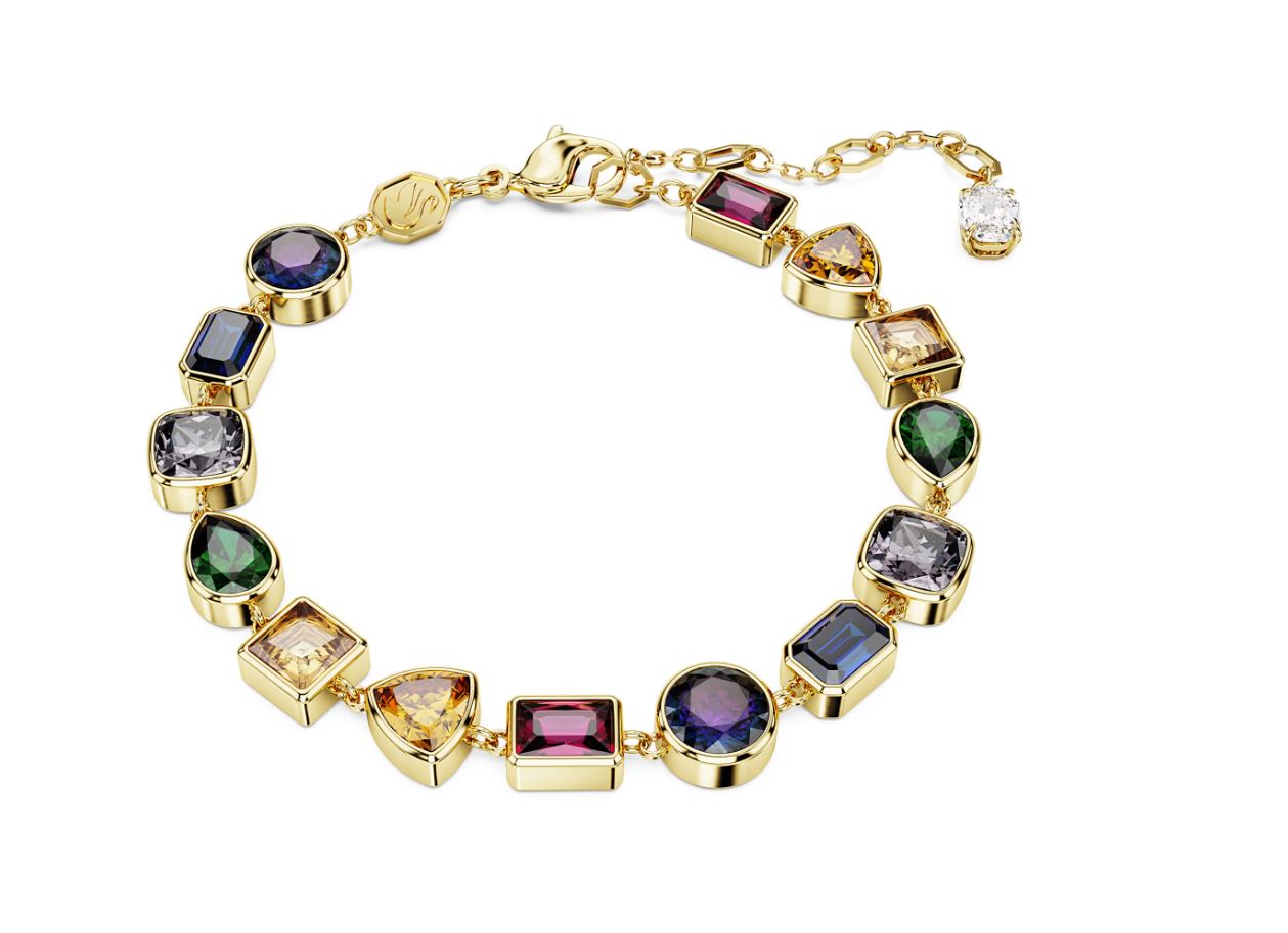 Imber bracelet Mixed cuts, Multicoloured, 18K gold finish