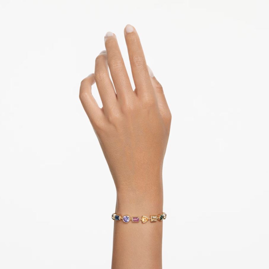 Imber bracelet Mixed cuts, Multicoloured, 18K gold finish - Image 2