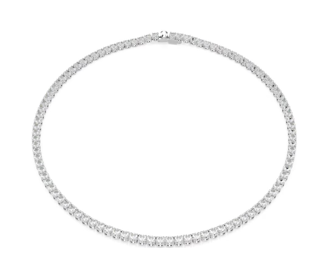 Matrix Tennis necklace Round cut, White, Rhodium plated