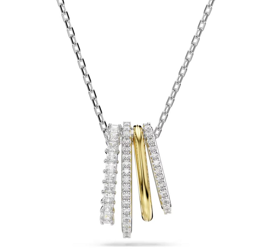 Hyperbola pendant Mixed cuts, White, Mixed metal finish