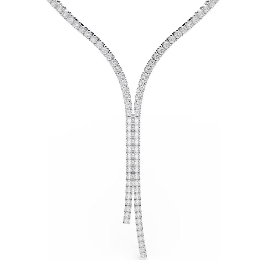 Matrix Y necklace Round cut, White, Rhodium plated - Image 2