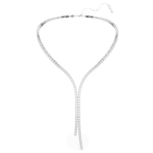 Matrix Y necklace Round cut, White, Rhodium plated