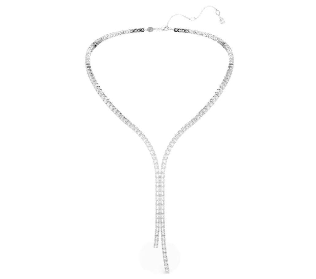 Matrix Y necklace Round cut, White, Rhodium plated