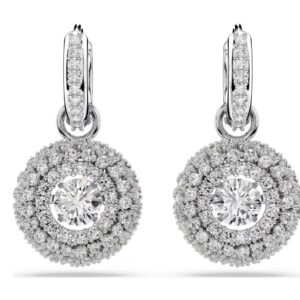 Sublima drop earrings Round cut, White, Rhodium plated