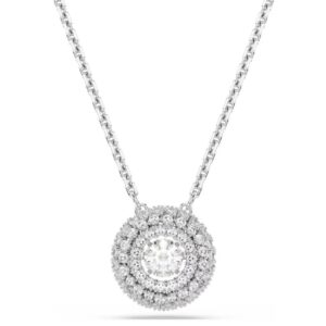 Sublima pendant Round cut, White, Rhodium plated