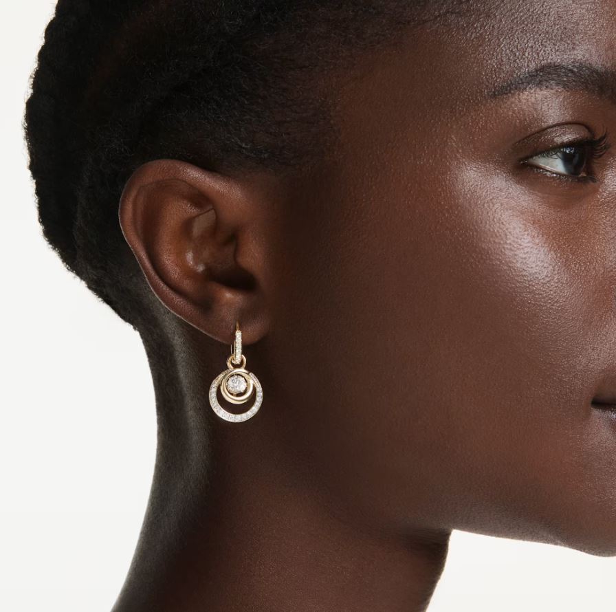 Hyperbola drop earrings Round cut, White, 18K gold finish - Image 2