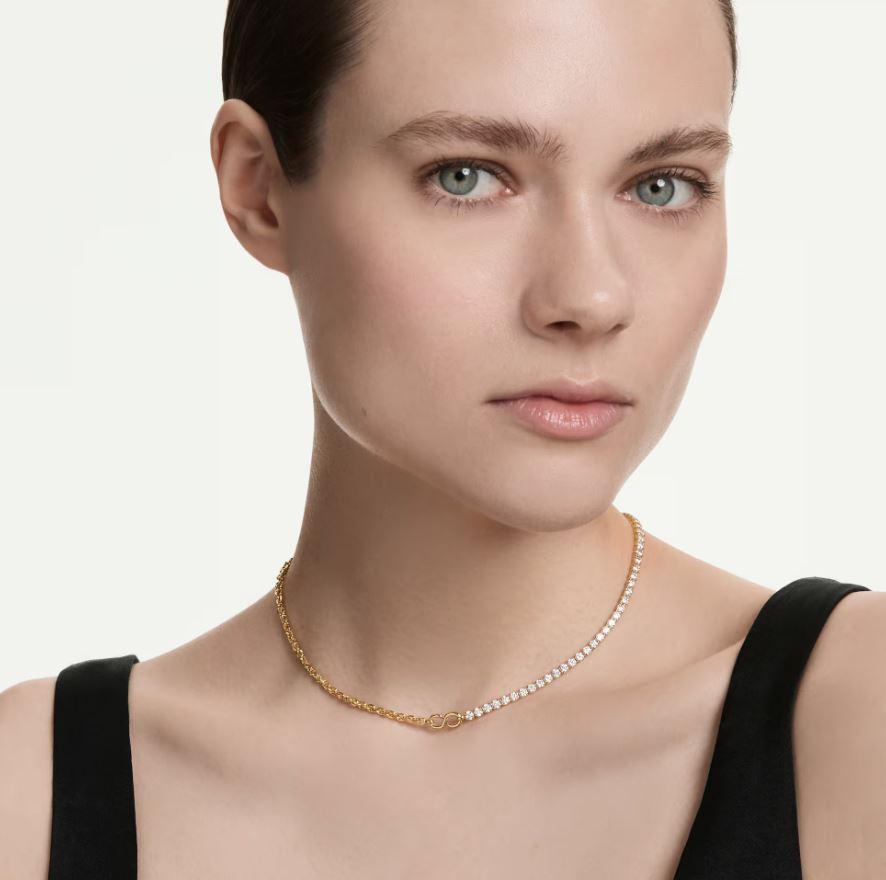 Matrix necklace Round cut, White, 18K gold finish - Image 2