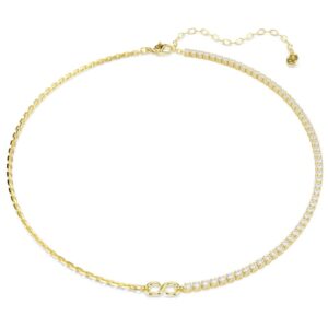 Matrix necklace Round cut, White, 18K gold finish