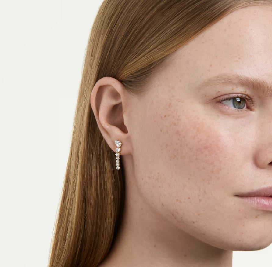 Mesmera drop earrings Mixed cuts, White, 18K gold finish - Image 2