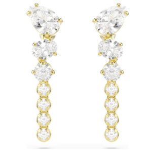 Mesmera drop earrings Mixed cuts, White, 18K gold finish