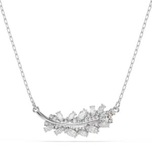 Vienna pendant Mixed cuts, Feather, White, Rhodium plated