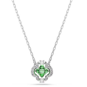 Una Angelic pendant Mixed cuts, Green, Rhodium plated