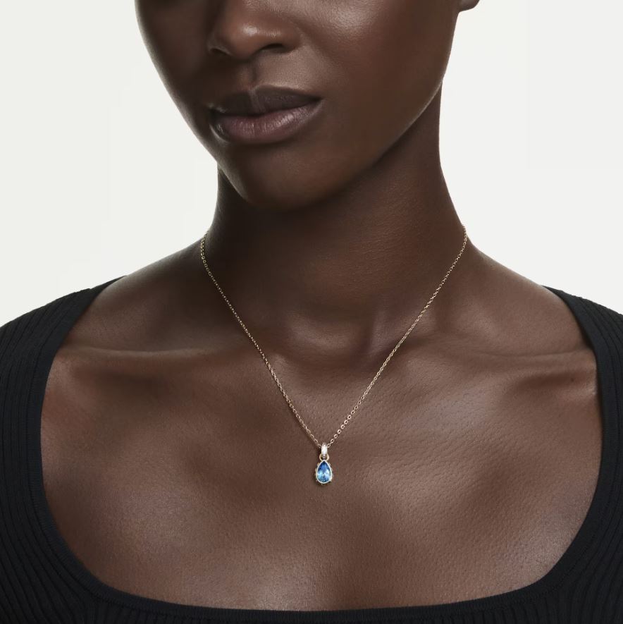 Chroma pendant Pear cut, Blue, 18K gold finish - Image 2