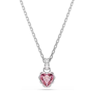 Chroma pendant Mixed cuts, Pink, Rhodium plated